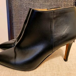Black Faux Leather Booties